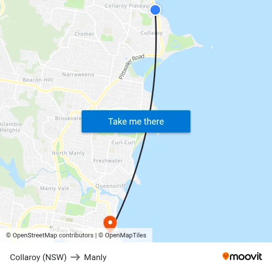 Collaroy (NSW) to Manly map