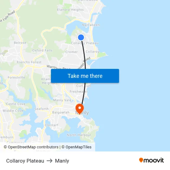 Collaroy Plateau to Manly map