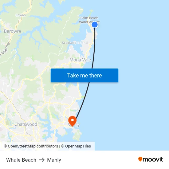 Whale Beach to Manly map