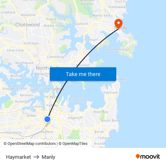 Haymarket to Manly map