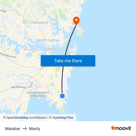Malabar to Manly map