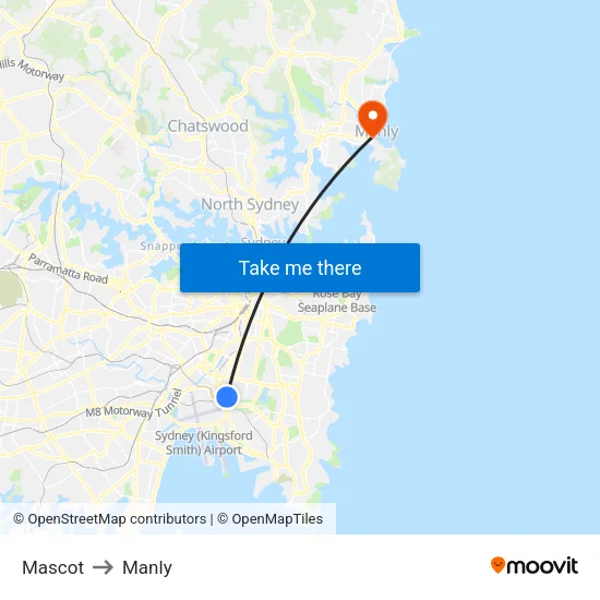 Mascot to Manly map