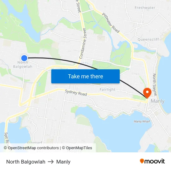North Balgowlah to Manly map