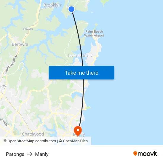 Patonga to Manly map