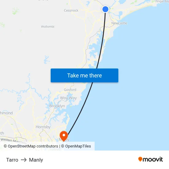 Tarro to Manly map