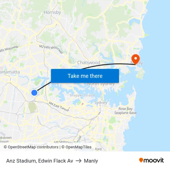 Anz Stadium, Edwin Flack Av to Manly map