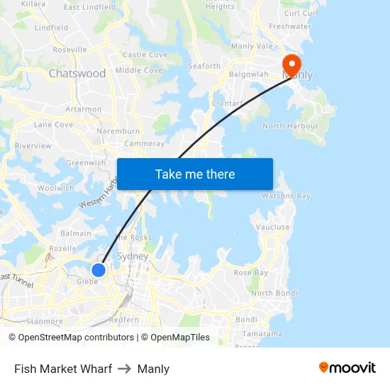 Fish Market Wharf to Manly map