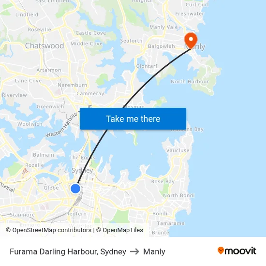 Furama Darling Harbour, Sydney to Manly map