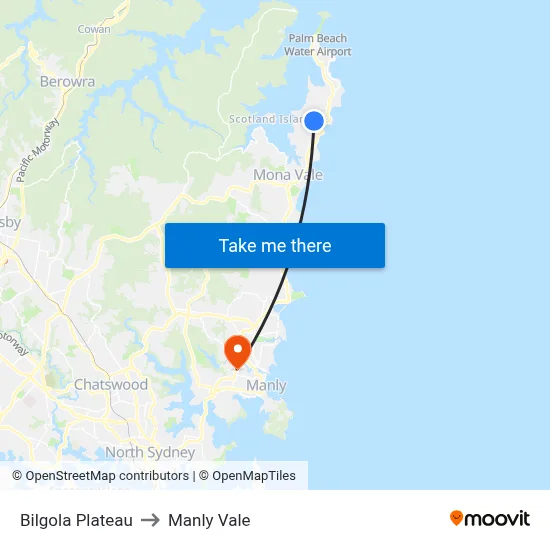 Bilgola Plateau to Manly Vale map