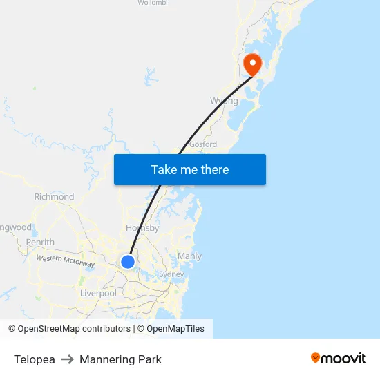 Telopea to Mannering Park map