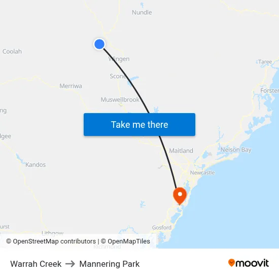 Warrah Creek to Mannering Park map