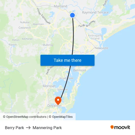 Berry Park to Mannering Park map