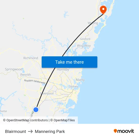 Blairmount to Mannering Park map