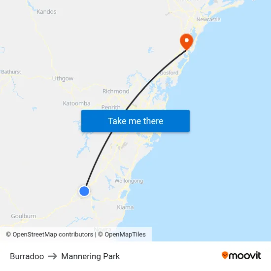 Burradoo to Mannering Park map