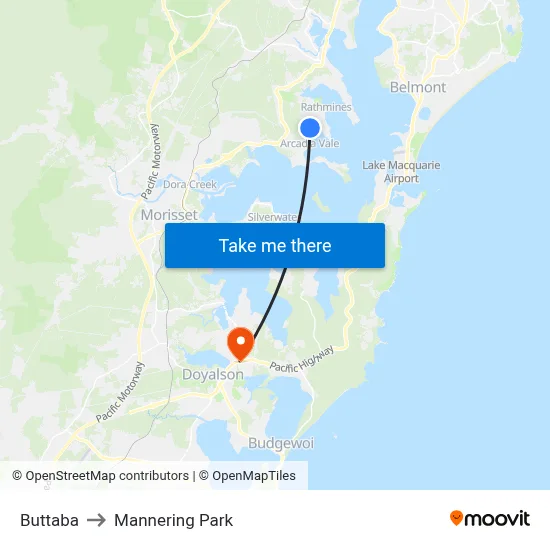 Buttaba to Mannering Park map