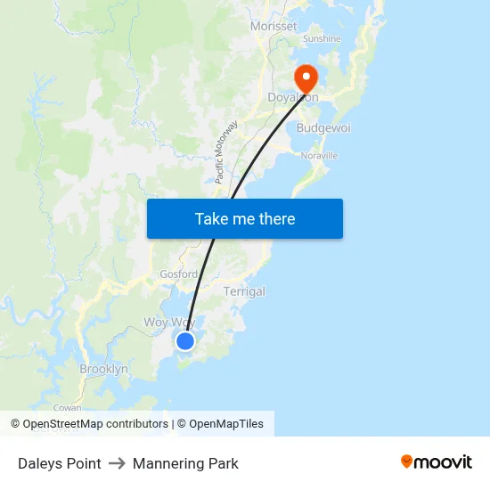 Daleys Point to Mannering Park map
