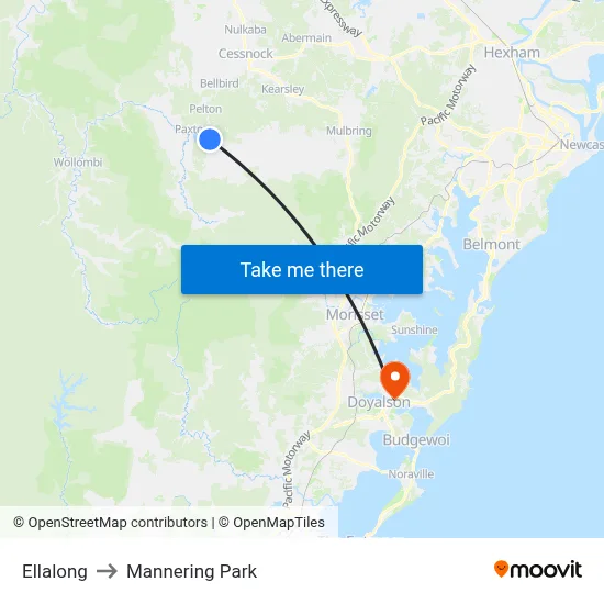Ellalong to Mannering Park map