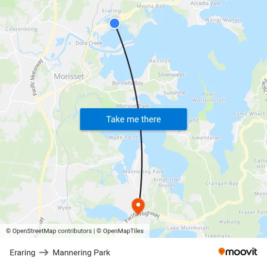 Eraring to Mannering Park map