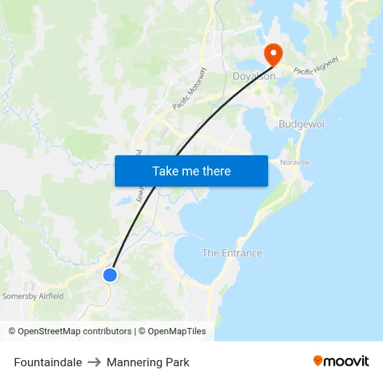 Fountaindale to Mannering Park map