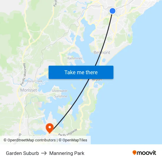 Garden Suburb to Mannering Park map