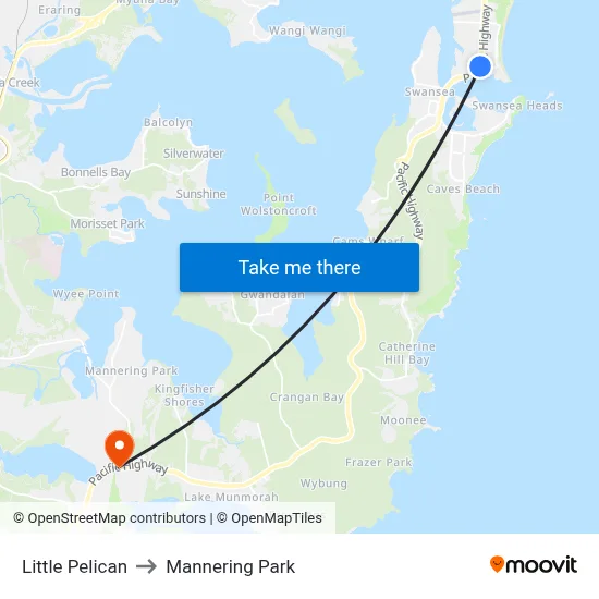 Little Pelican to Mannering Park map