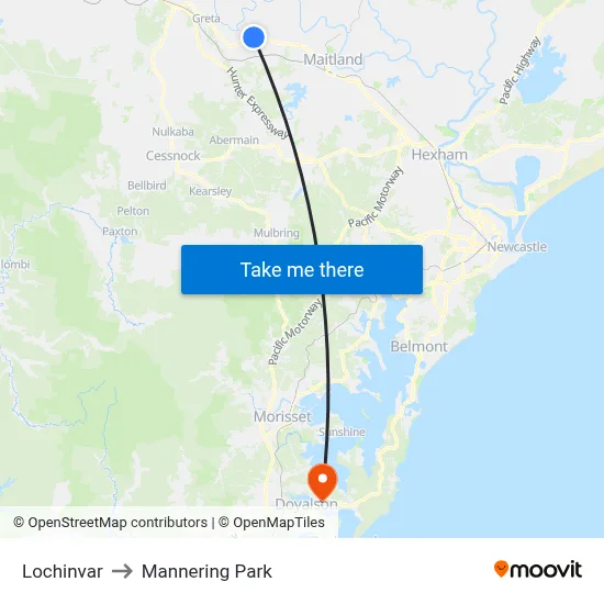 Lochinvar to Mannering Park map