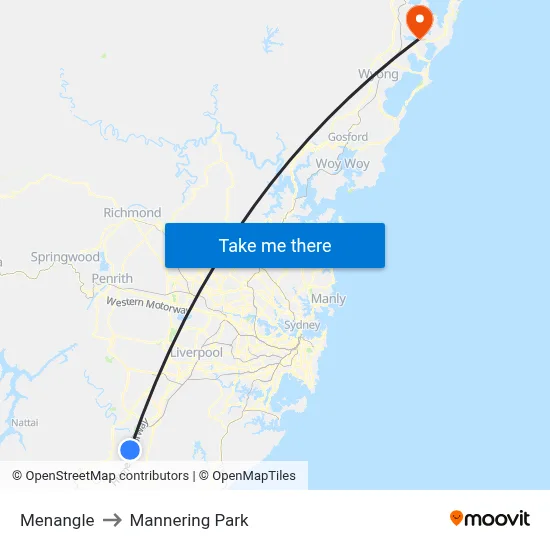 Menangle to Mannering Park map