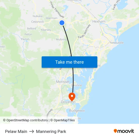 Pelaw Main to Mannering Park map