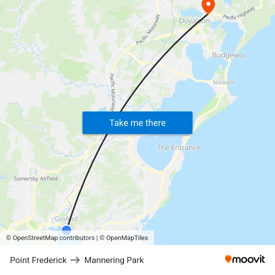 Point Frederick to Mannering Park map