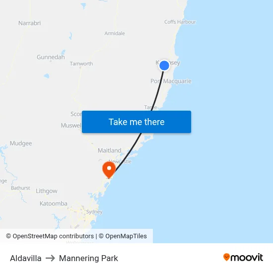 Aldavilla to Mannering Park map