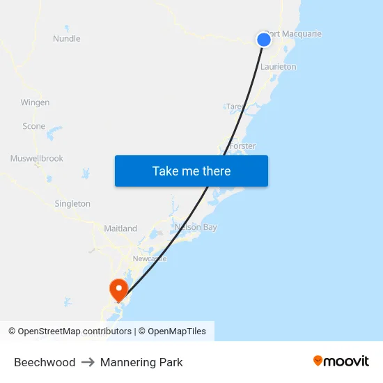 Beechwood to Mannering Park map