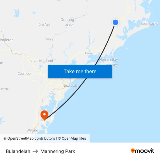 Bulahdelah to Mannering Park map