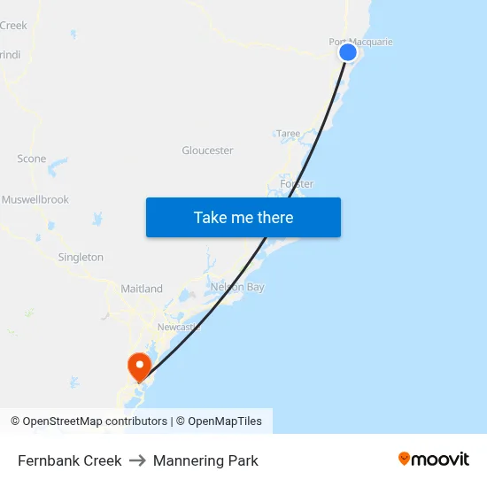 Fernbank Creek to Mannering Park map