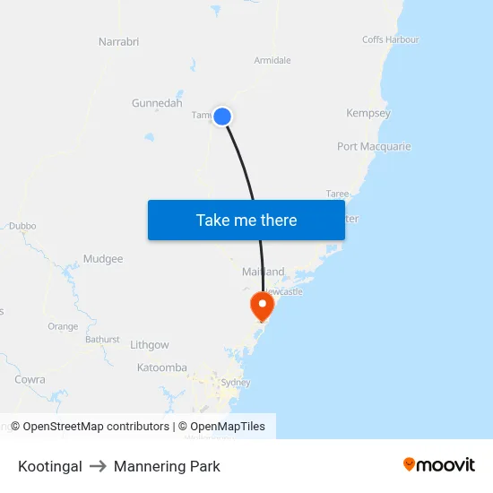 Kootingal to Mannering Park map