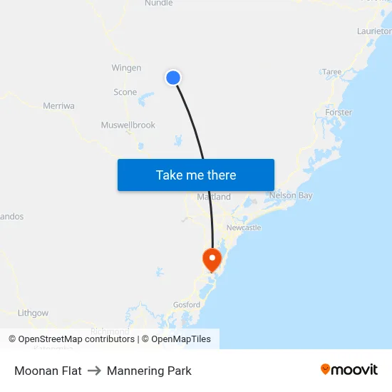 Moonan Flat to Mannering Park map