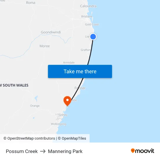 Possum Creek to Mannering Park map