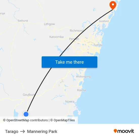 Tarago to Mannering Park map