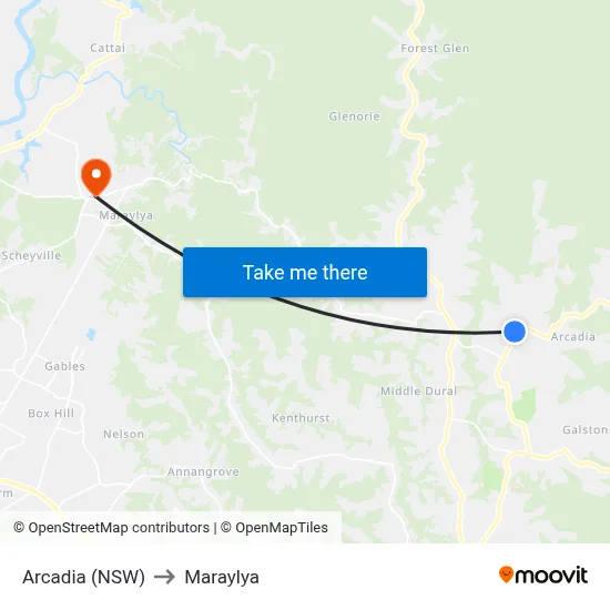 Arcadia (NSW) to Maraylya map