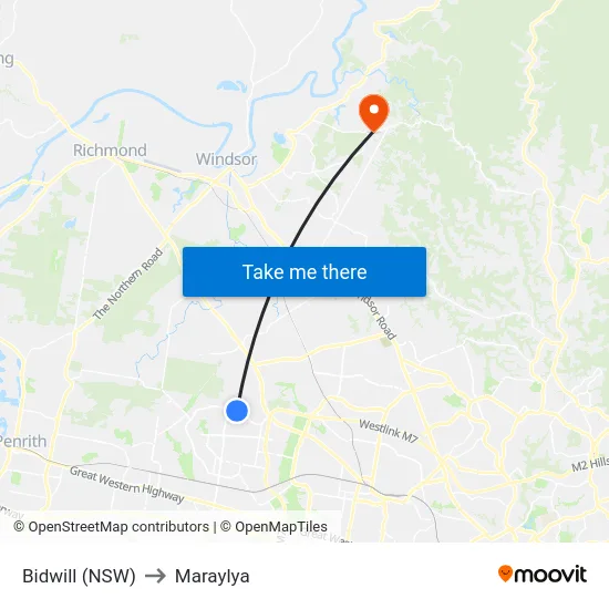 Bidwill (NSW) to Maraylya map