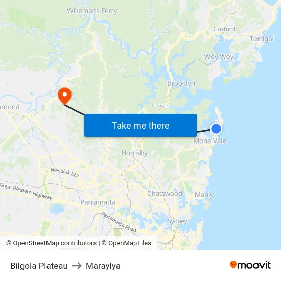 Bilgola Plateau to Maraylya map