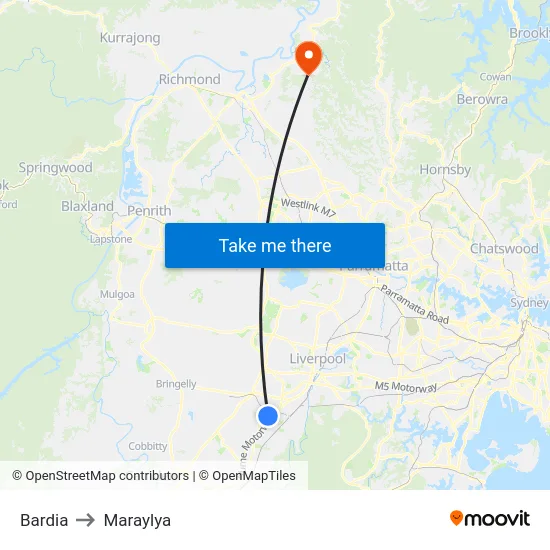 Bardia to Maraylya map