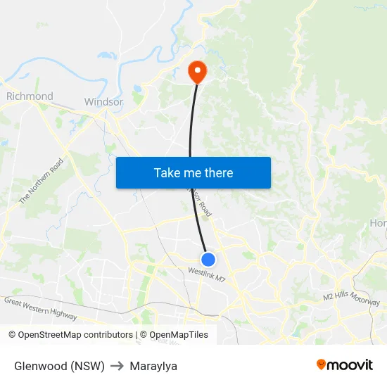 Glenwood (NSW) to Maraylya map