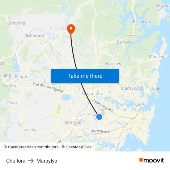 Chullora to Maraylya map