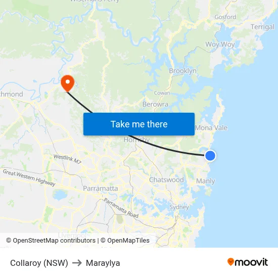 Collaroy (NSW) to Maraylya map