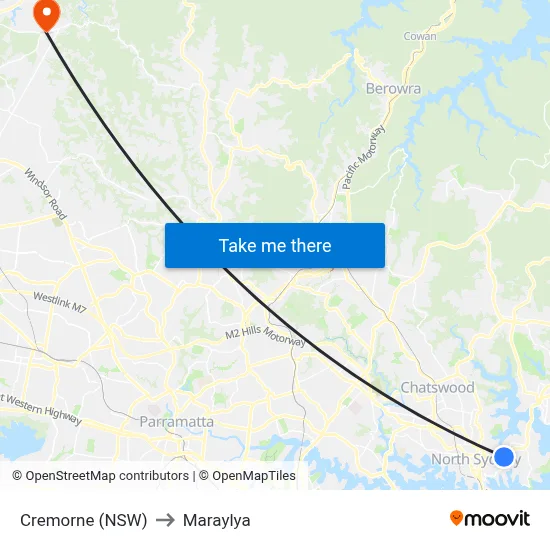 Cremorne (NSW) to Maraylya map