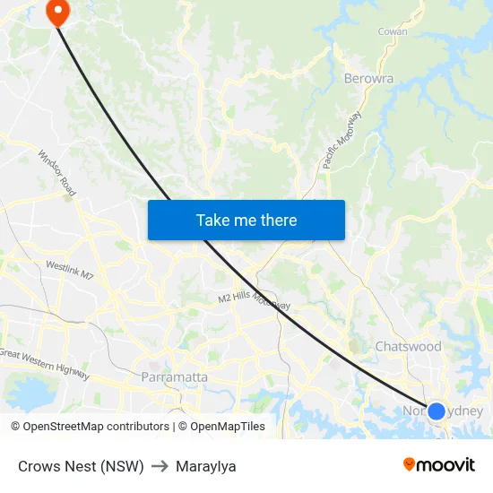 Crows Nest (NSW) to Maraylya map