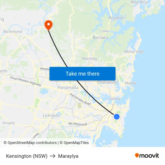 Kensington (NSW) to Maraylya map