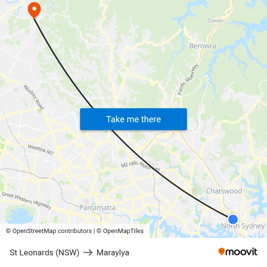 St Leonards (NSW) to Maraylya map