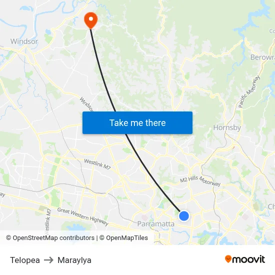 Telopea to Maraylya map