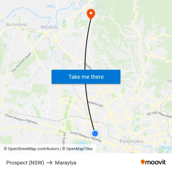 Prospect (NSW) to Maraylya map